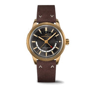 NORQAIN Freedom 60 GMT Bronze Limited Edition Automatic 40mm Brown Leather Strap Watch